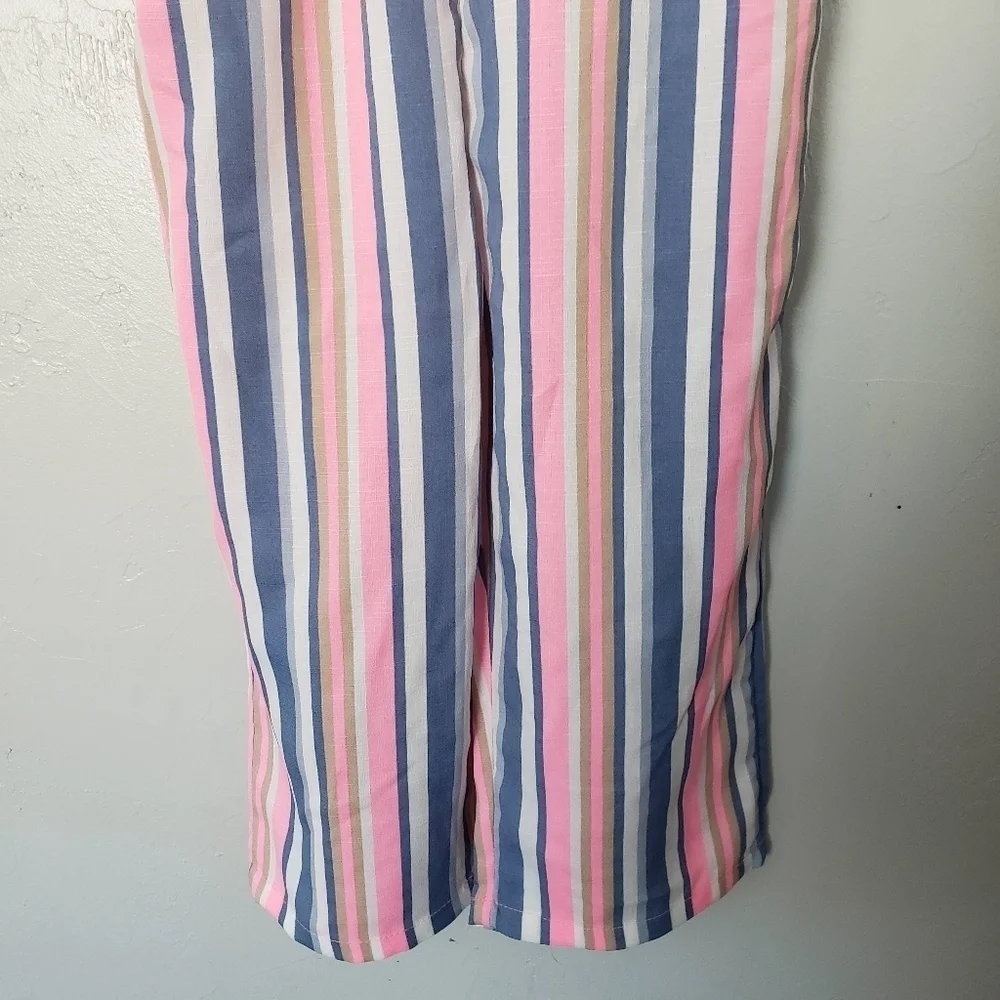 Little Lass NWT Three Piece Outfit Set 5 Jumpsuit Pink Blue White Striped Ruffle - Picture 3 of 8